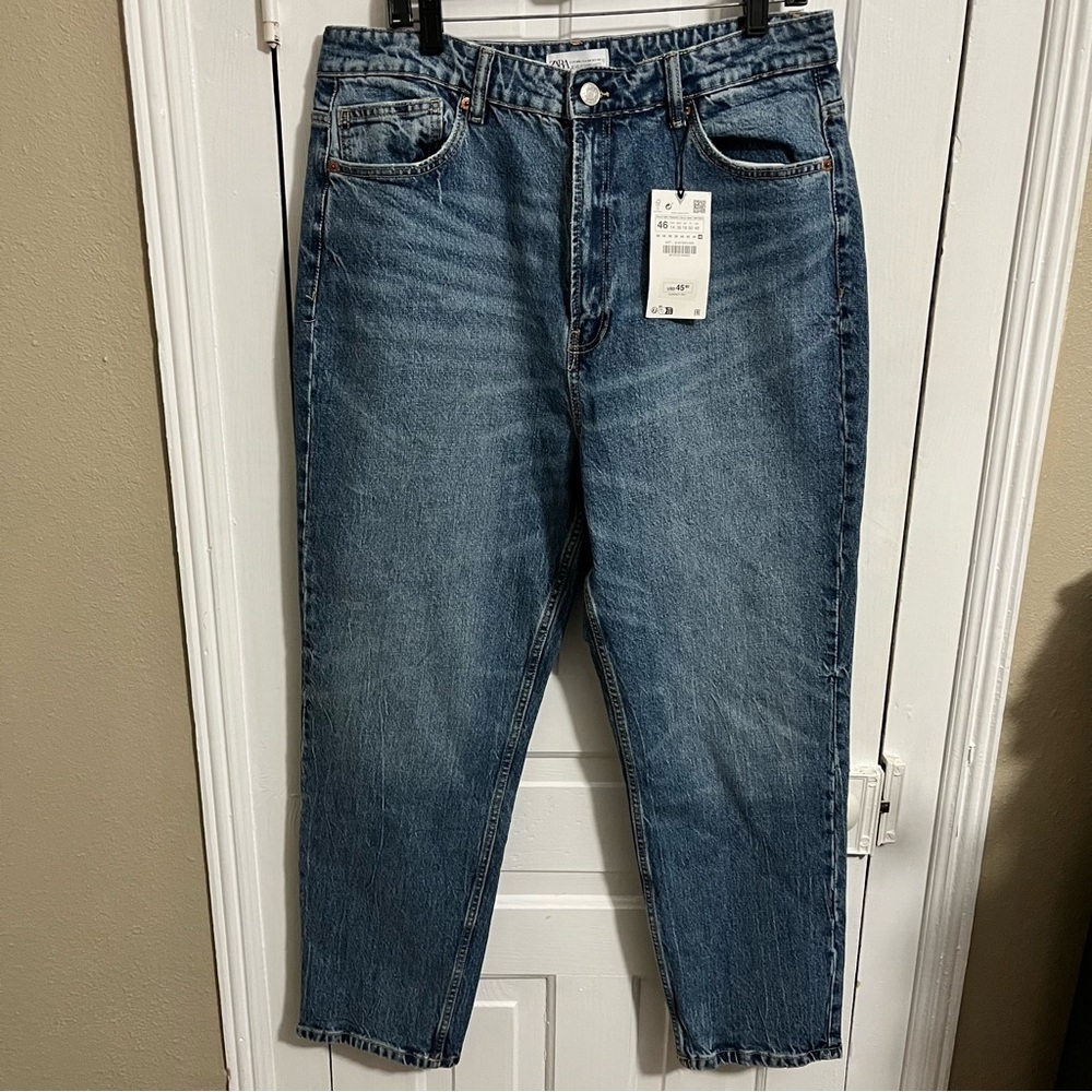 Zara Rigid High Rise Jeans Medium Wash Size 14 K2